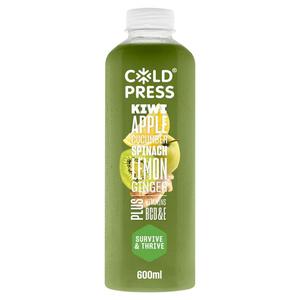 Cold Press Kiwi Apple Cucumber Spinach Lemon Ginger Plus Vitamins Bcd & 600ml