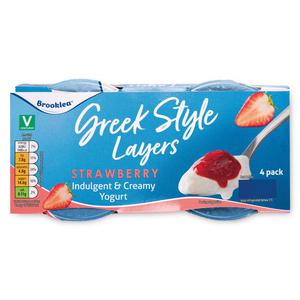 Brooklea Strawberry Greek Style Layers Yogurt 4x125g