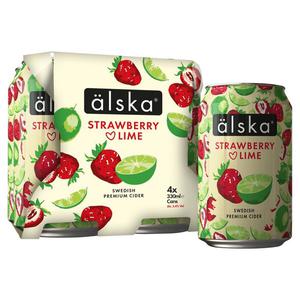 Alska Strawberry Lime Swedish Premium Cider 4 X 330ml