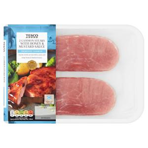 Tesco Gammon Steaks Honey & Mustard Sauce 300G