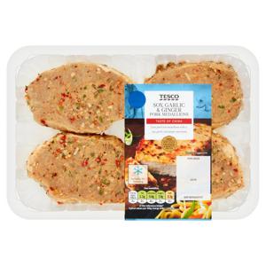 Tesco Soy Garlic & Ginger Pork Medallions 500G