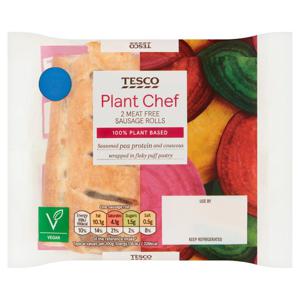 Tesco Plant Chef 2 Meat Free Sausages Rolls 120G