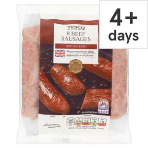 Tesco 8 British Beef Sausages 454G