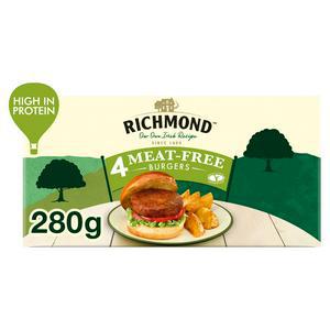 Richmond Frozen Meat Free Vegan Burgers x4 280g