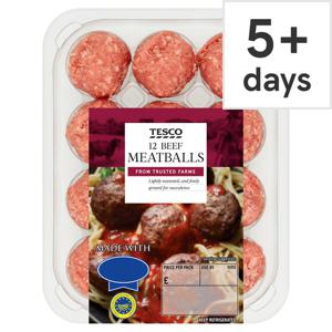 Tesco 12 Beef Meatballs 336G