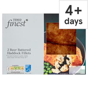 Tesco Finest 2 Beer Battered Haddock Fillets 380G