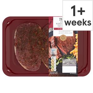 Tesco 2 Beef Ranch Steaks With Garlic & Chilli 250G