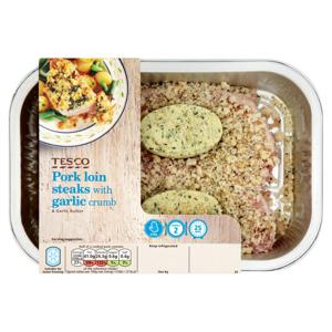 Tesco Pork Loin Steaks Garlic & Herb Crumb 400G