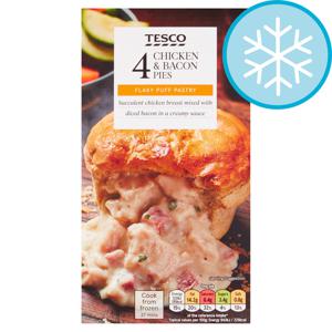 Tesco 4 Chicken & Bacon Pies 568G