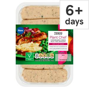 Tesco Plant Chef Caramelised Onion Meat Free Bangers 350G