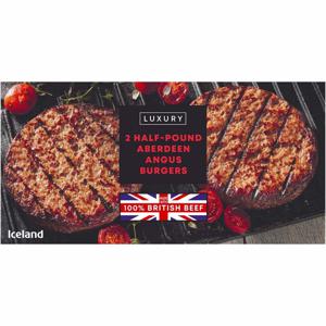 Iceland Luxury 2 Half-Pound Aberdeen Angus Burgers 454g