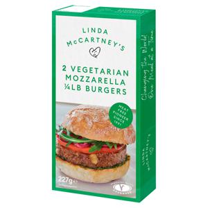 Linda McCartney's 2 Vegetarian Mozzarella 1/4 lb Burgers 227g