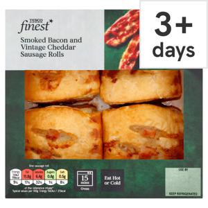 Tesco Finest 4 Cheddar & Bacon Sausage Rolls 188G