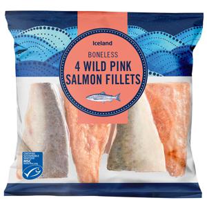 Iceland 4 Boneless Wild Pink Salmon Fillets 480g