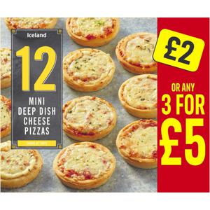 Iceland 12 Mini Deep Dish Cheese Pizzas 312g