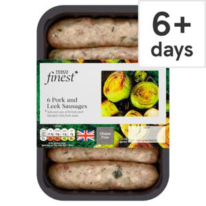 Tesco Finest 6 Pork & Leek Sausages 400G