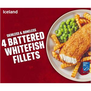 Iceland 4 Battered Whitefish Fillets 400g