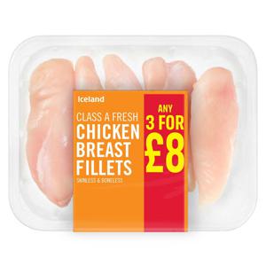 Iceland Class A Fresh Chicken Breast Fillets Skinless & Boneless 450g