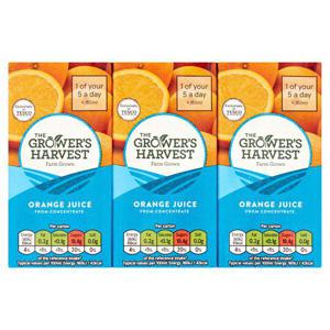 Growers Harvest Orange Juice 3X200ml