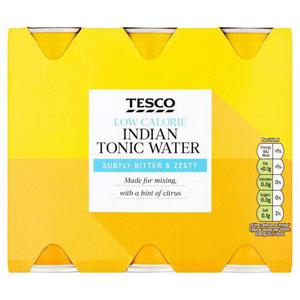 Tesco Low Calorie Indian Tonic Water Cans 6X250ml