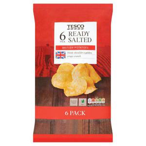 Tesco Ready Salted Crisps 6X25g