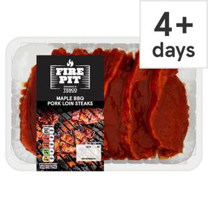 Tesco Fire Pit 6 Bbq Maple Pork Loin Steaks 600G