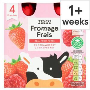 Tesco Fromage Frais Strawberry Raspberry Pouches 4 X 80G