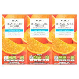 Tesco Smooth Orange Juice 3X200ml