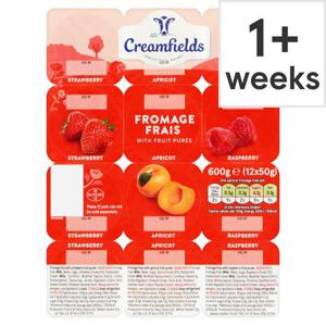 Creamfields Apricot Strawberry Raspberry Fromage Frais 12 X 50G