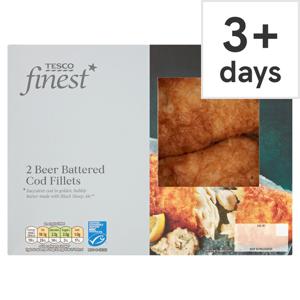 Tesco Finest 2 Beer Battered Cod Fillets 385G