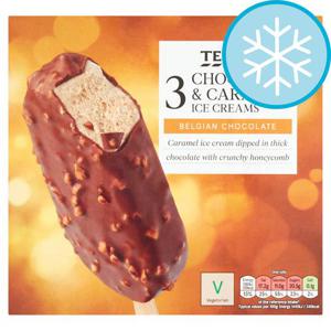 Tesco Chocolate & Caramel Ice Cream Sticks 3X110ml