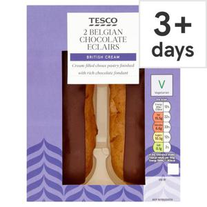 Tesco 2 Fresh Cream Belgian Chocolate Eclairs