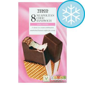 Tesco Neapolitan Chocolate Sandwich 8X90ml