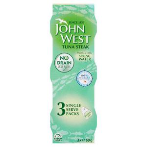 John West No Drain Tuna Steak In Spring Water 3X60g