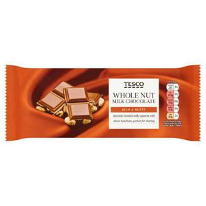 Tesco Whole Nut Milk Chocolate Bar 200G