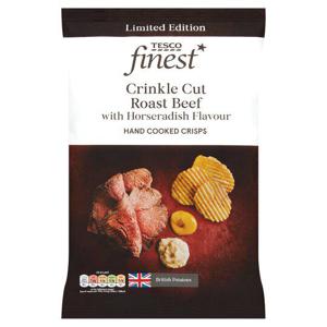 Tesco Finest Crinkle Cut Roast Beef Crisps 150G