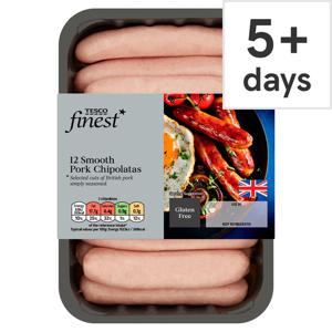 Tesco Finest 12 Smooth Pork Chipolatas 375G