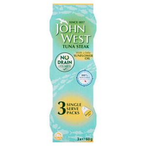 John West Limited No Drain Tuna Steaks In Oil 3X60g