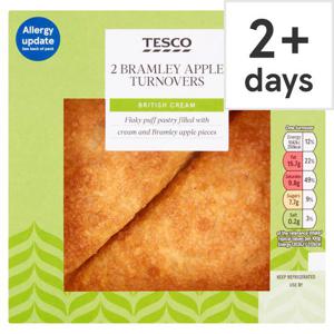 Tesco 2 Fresh Cream Bramley Apple Turnovers 160G