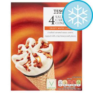 Tesco Salted Caramel Cones 4X110ml