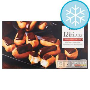 Tesco 12 Mini Eclairs 140G Price Marked