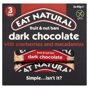 Eat Natural Dark Chocolate Cranberry & Macadamia Bars 3X45g