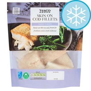 Tesco Skin On Cod Fillets 540G