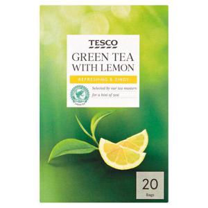 Tesco Green Tea With Lemon Tea Bags 20S 50G