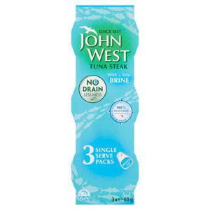 John West No Drain Tuna Steak In Brine 3X60g