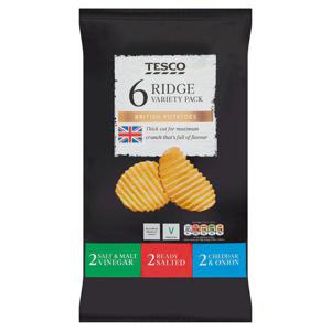 Tesco Ridge Cut Variety Crisps 6X30g