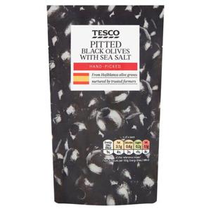 Tesco Pitted Black Olives & Sea Salt 70G