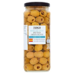 Tesco Pitted Green Olives Reduce Salt 340G