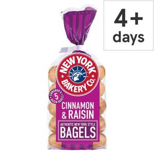 New York Bakery Cinnamon & Raisin Bagels 5 Pack