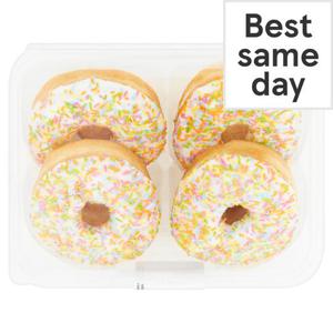 Tesco White Iced Ring Doughnuts 4 Pack